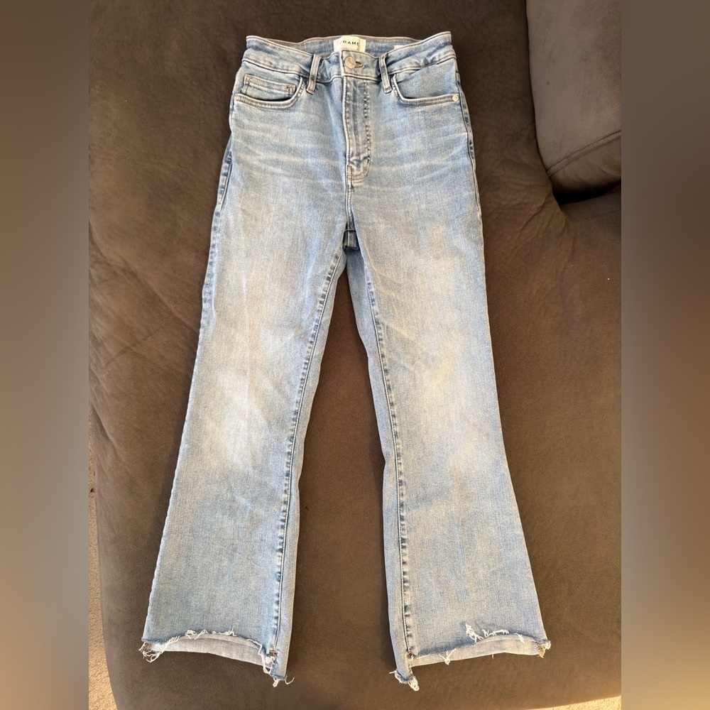 FRAME Le Crop Mini Boot Jeans Women’s Size 26 Light Wash Raw Hem